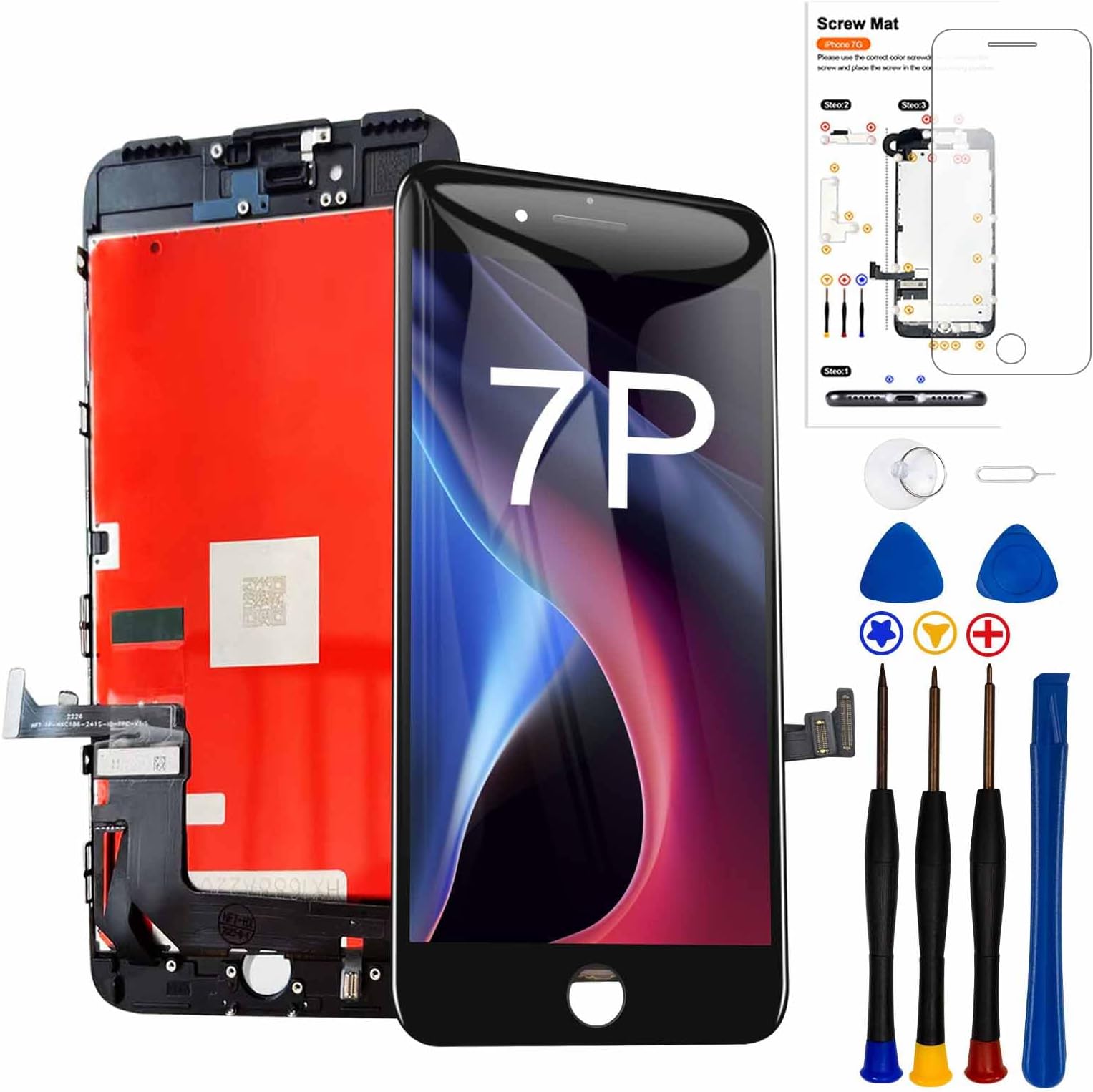 LMQ for iPhone 7 Plus Screen Replacement ๏ผ5.5 Inch Frame Assembly LCD Display 3D Touch Screen Digitizer with Repair Tools Kit (Black)