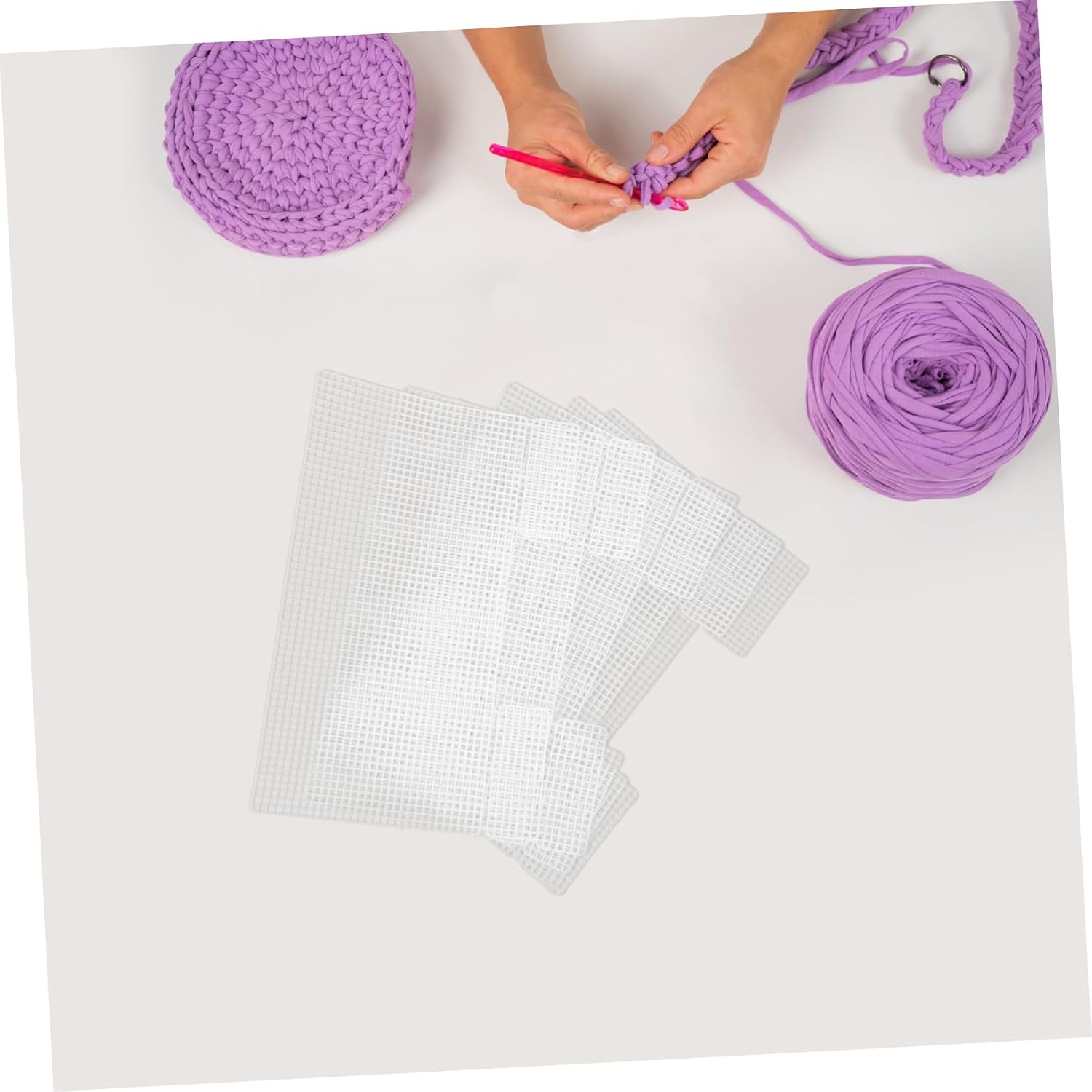 BRIGHTFUFU 5pcs Sturdy Plastic Canvas Mesh Sheets for DIY Bag Making Cross Stitching Creative Crafts