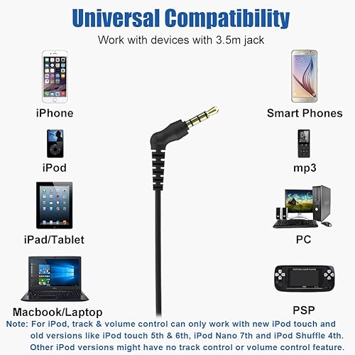 Miniatura 7 de Auricular estéreo a mono con micrófono y control, auriculares con cable de una oreja con gancho sobre la oreja y estuche para teléfonos celulares