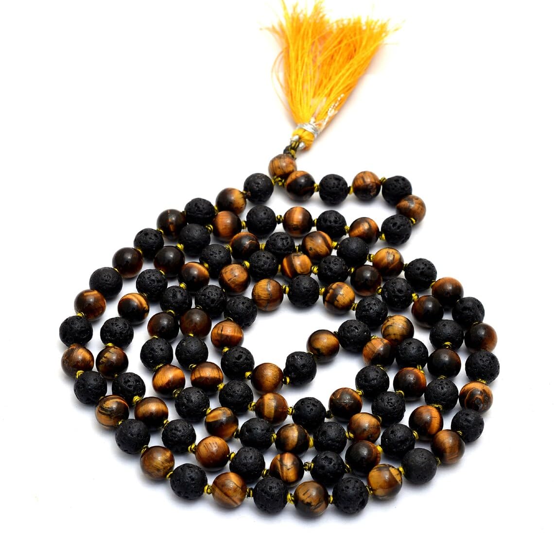 GEMTUB Handcrafted Natural Lava and Tiger Eye Combination Japa Mala with 108 Beads Tiger Eye and Lava (Volcano) Combination Necklace for Men and Women Use it as a Necklace and Prayer Mala (B0D1YFV9CG) Amazon Price History, Amazon Price Tracker