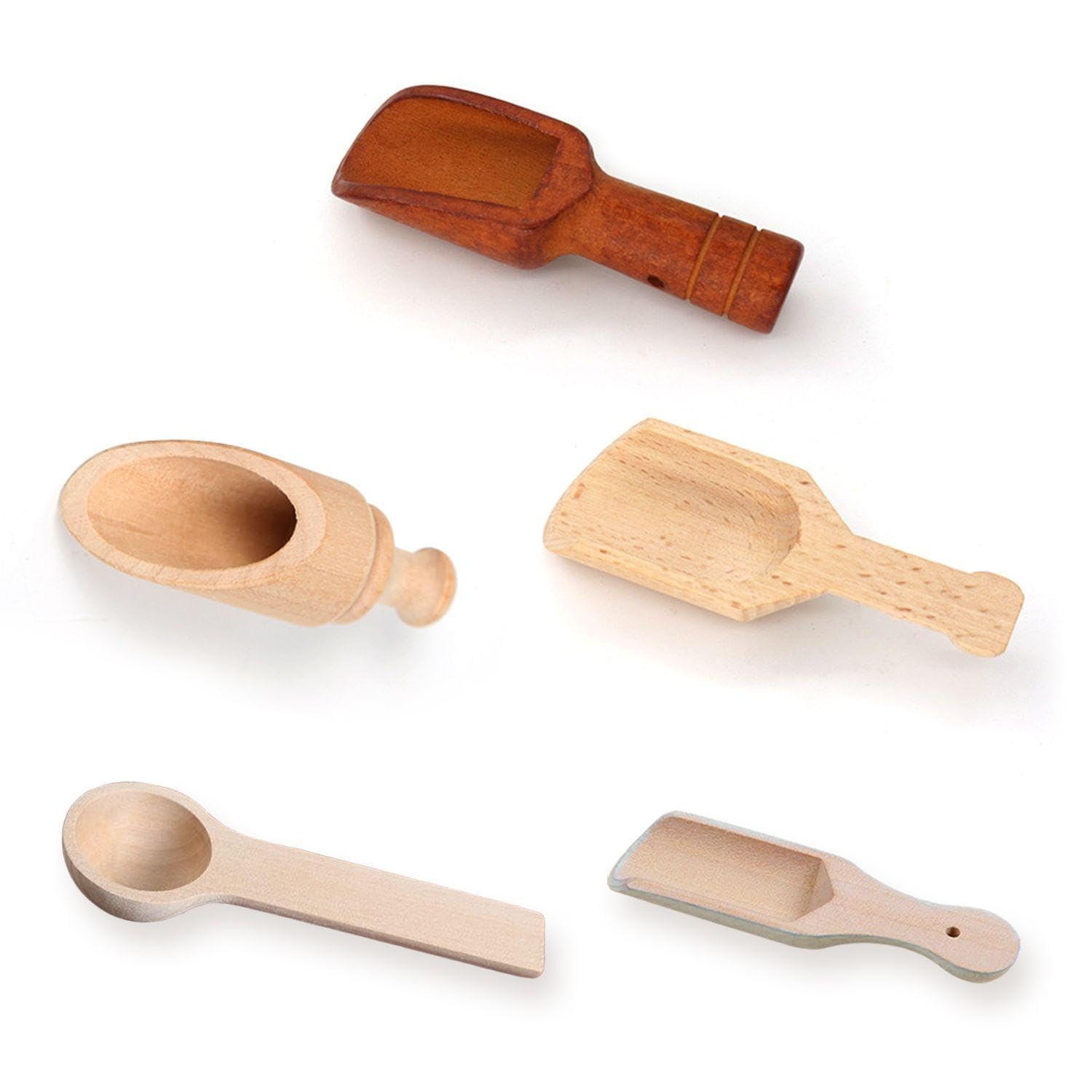 VEHYEGOI 5 Pieces Small Wooden Spoons, Spice Spoons, Mini Wooden Spoons, Wooden Quality Spoons, Wooden Spoon Set