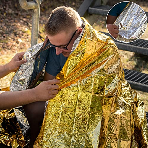 FLEXEO 10x Rettungsdecke Gold Silber - 210cm x 160cm - Rettungsfolie - Notfall - Erste-Hilfe-Decke - Notfalldecke - Rettungsdecken - Emergency Blanket - Goldfolie - Silberfolie – Bild 5