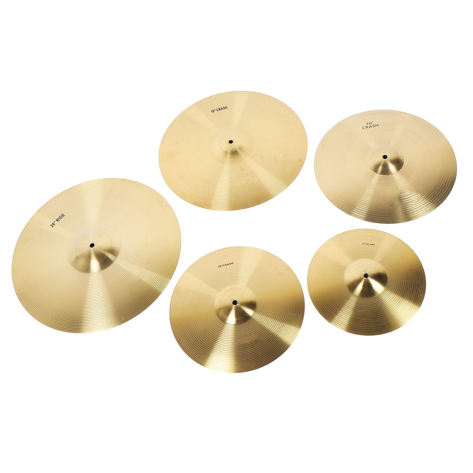 Dpofirs Set di Piatti in Ottone di Squisita Fattura con Feedback Sonoro Migliorato per Esercitarsi con la Batteria - Set da 5 Pezzi 12 Pollici 14 Pollici 16 18 20 per Percussionisti