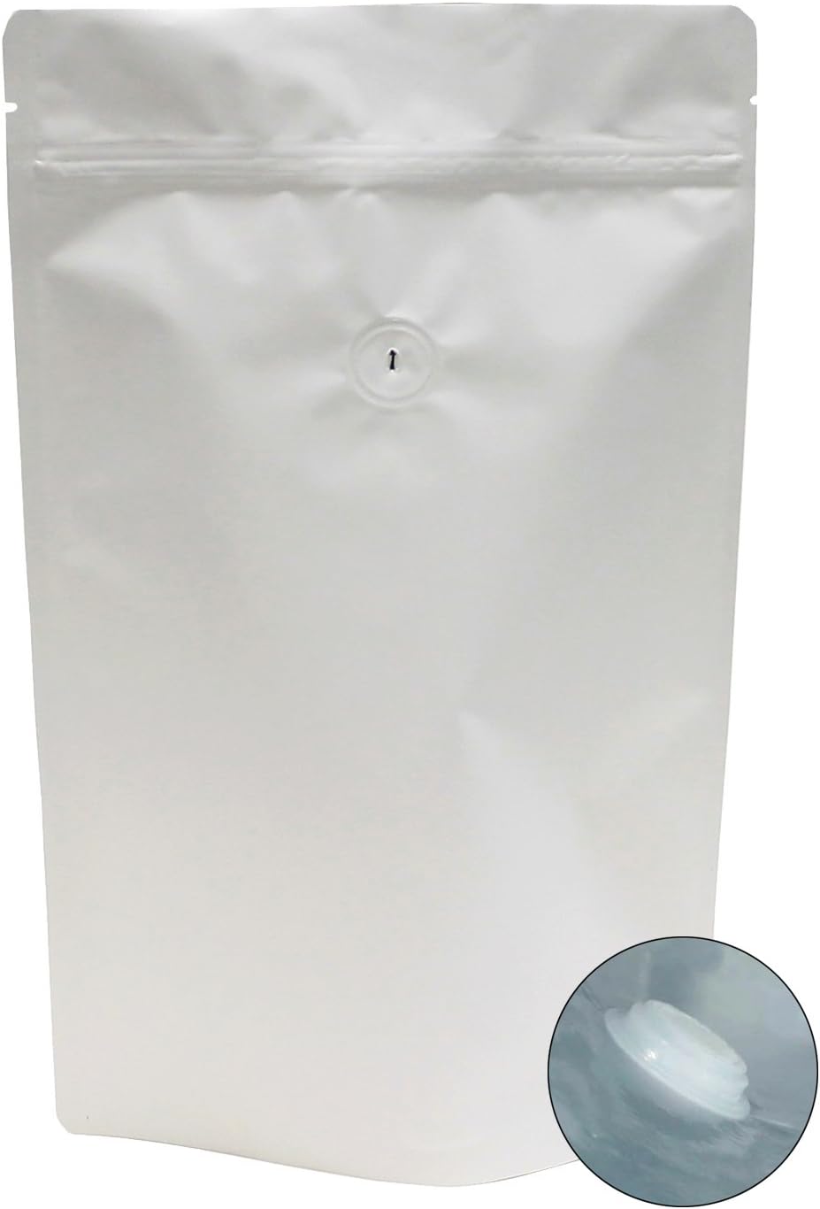 AwePackage High Barrier 12 oz Foil Stand up Zipper Pouch Coffee Bag with Valve (Matte White, 25)