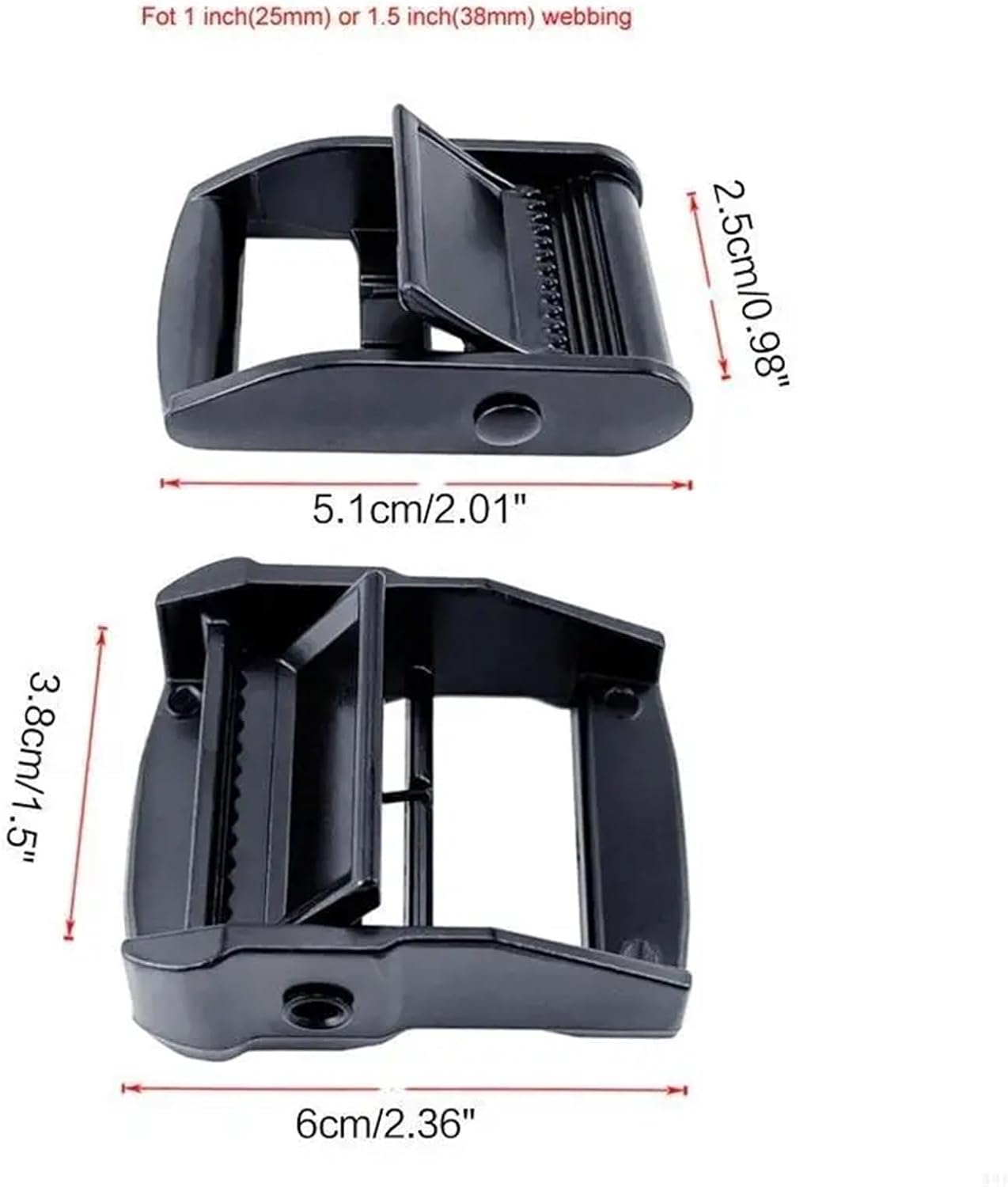 5pcs Aluminum Cam Buckle 25/38mm for Webbing Binding Straps