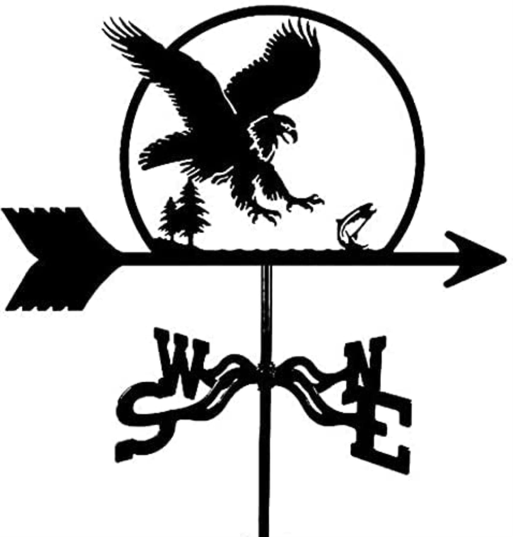 Weathervane Ornament, Garden Stake Weather Vane Wind Direction Indicator Professional Measuring Tool Outdoor Garden Yard, Weathercock Easy to Assemble (Color : Eagle Catching Fish