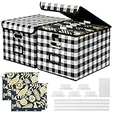 SEEKIND Office File Box with Lid, Storage File Boxes Decorative, Cute Hanging File Organizer Box, Po