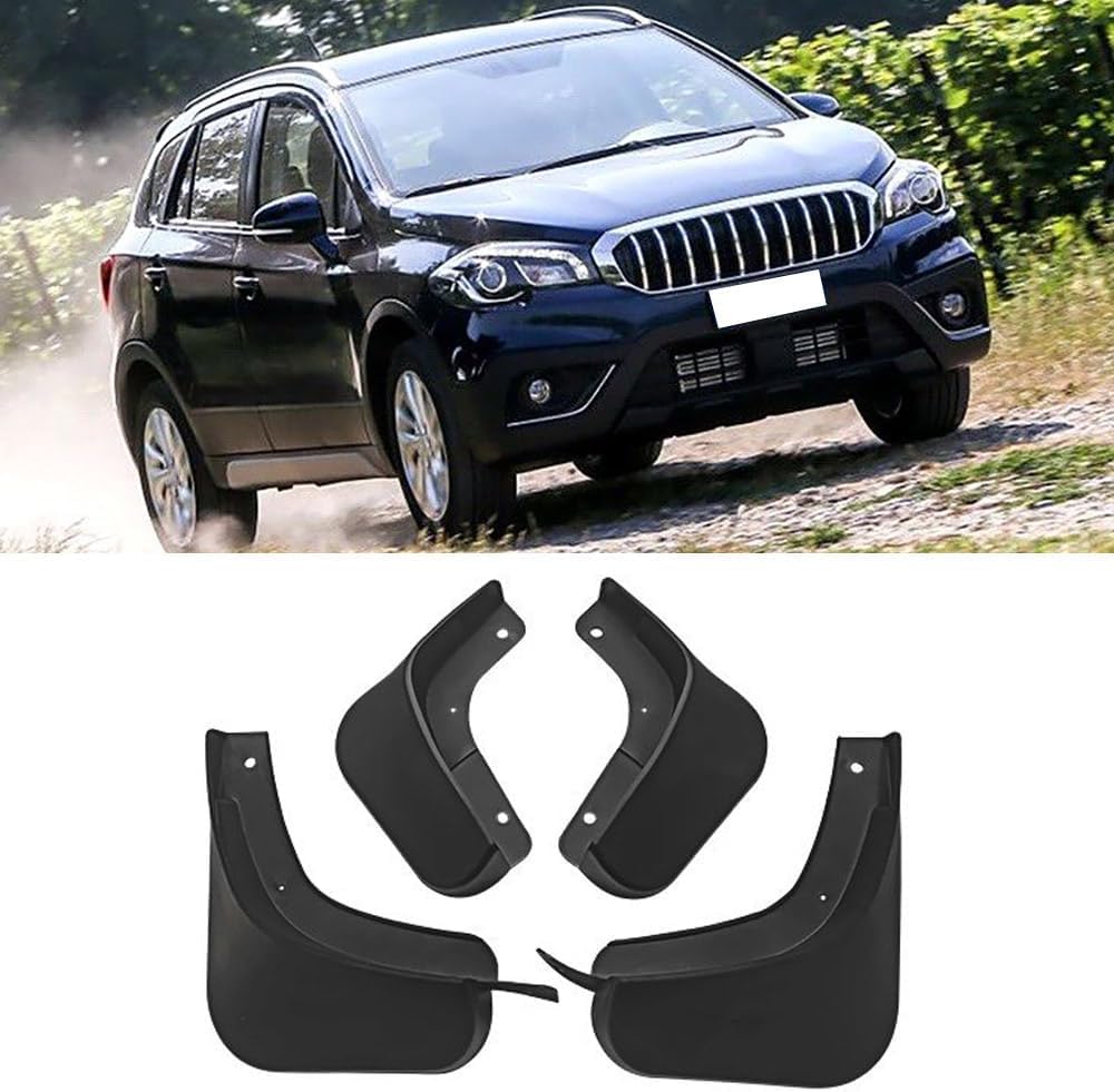 WeiYH No Drill Mud Flaps for Car Front Rear Wheel for Suzuki SX4 S-Cross 2014 2015 2016 2017 2018 2019