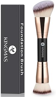 KINGMAS Foundation Makeup Brush, Premium Kabuki Brush, Double-Ended Contour Brush (Flat/Angled Round Top) for Blending Liquid Powder Concealer Cream Blush Makeup Brush