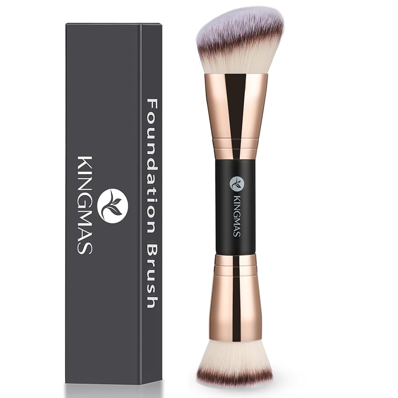 Pincel de base KINGMAS com duas pontas para pó e corretivo, B01-Black, 1 unidade
