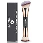 KINGMAS Foundation Brush, Premium Bronzer Makeup Brush, Double Ended Contour Brushes Flat & Angled Round Top for Blending Liquid Powder Concealer Cream Blush