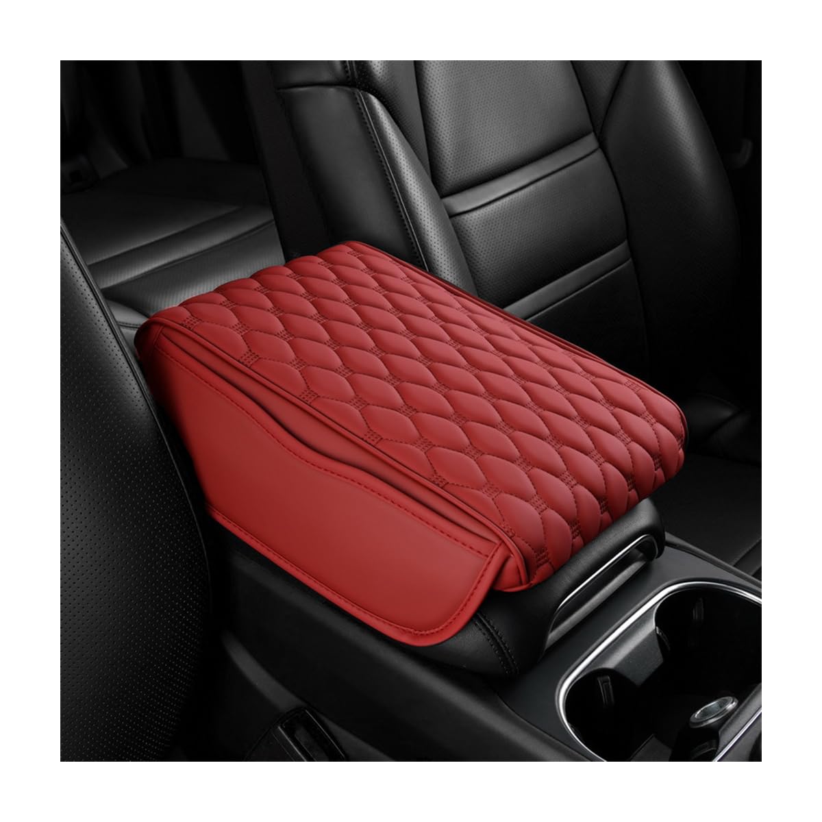 CGEAMDY Coussin D'accoudoir Voiture En Cuir, Coussin D'accoudoir En Mousse à Mémoire Forme Pour Véhicule, Housse D'accoudoir Universelle Imperméable Pour Console Centrale Voiture(Bourgogne)