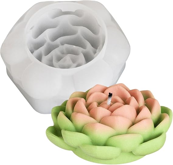 3D Flower Silicone Candle Molds Lotus/Rose/Iris/Camellia Flower Soap Plaster Resin Casting Mold Fondant Chocolate Cake Baking Tools (Lotus A)