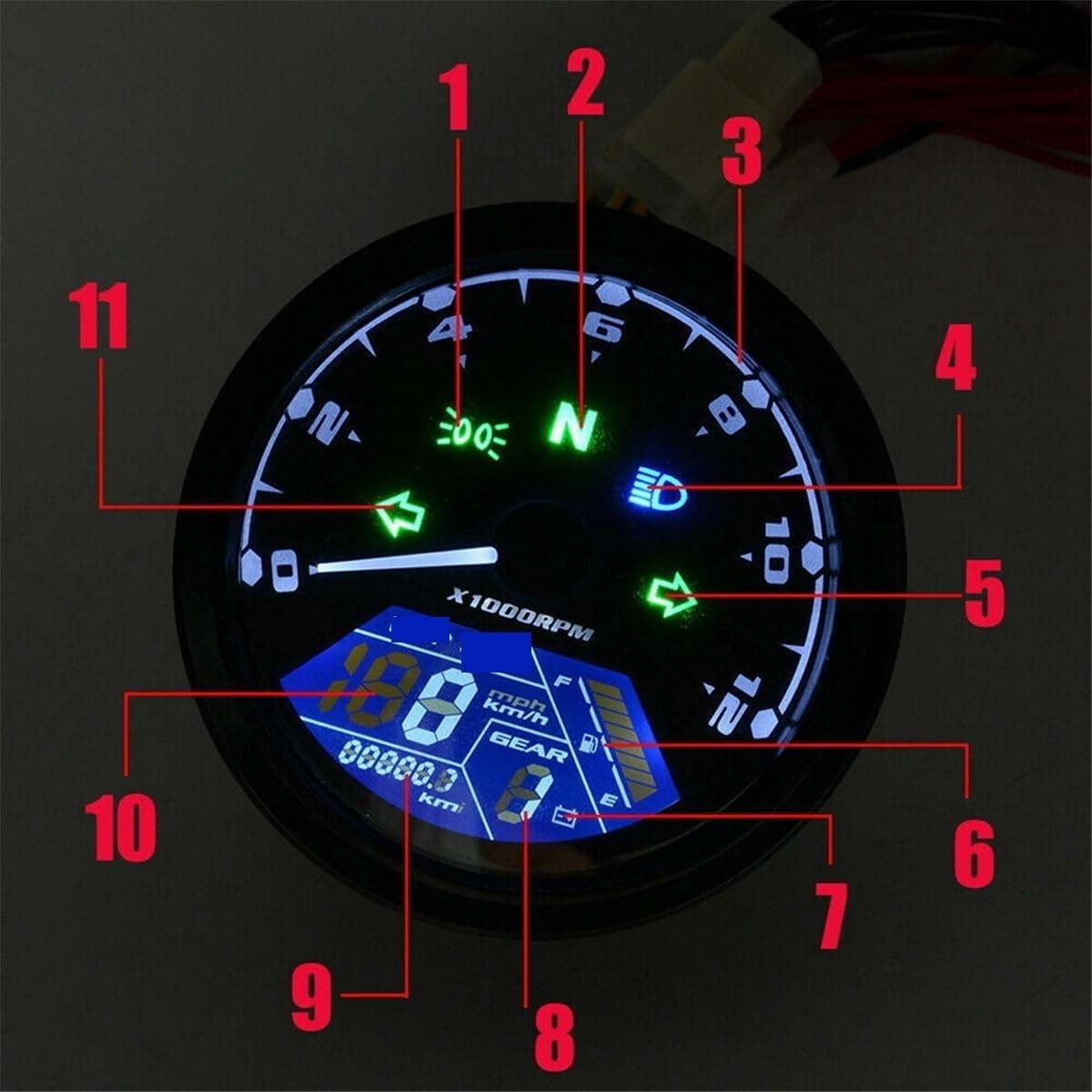 Motorcycle Odometer Gauge Digital Motorcycle Tachometer Tachometer Moto Odometer 12000RPM