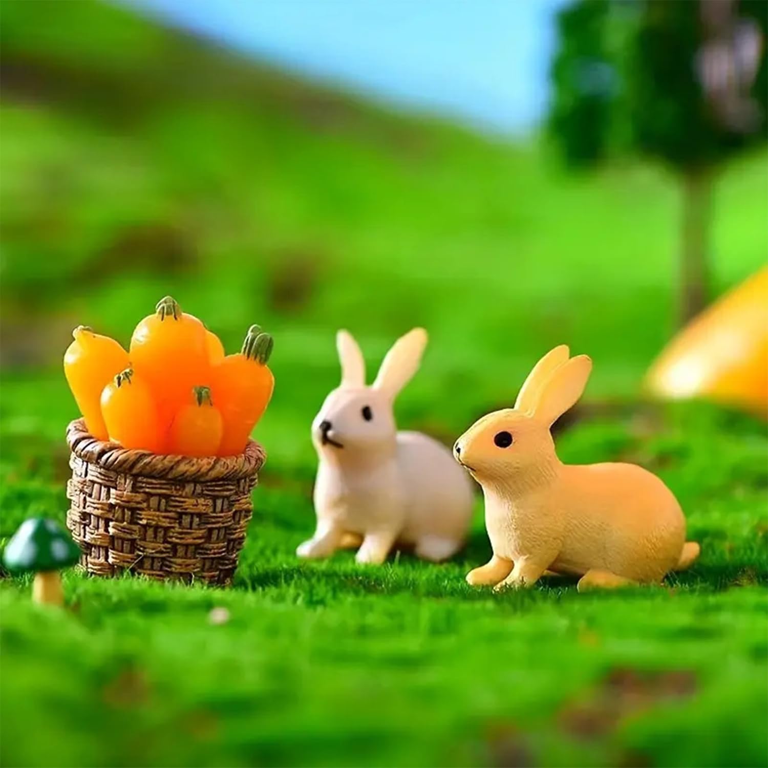 ascension Set of 4 Bunny Figurine Resin Running Rabbit Figurine Rabbit Doll for Home Fairy Garden Dollhouse Decoration Animals Miniature Crafts for Kids Gifts 1