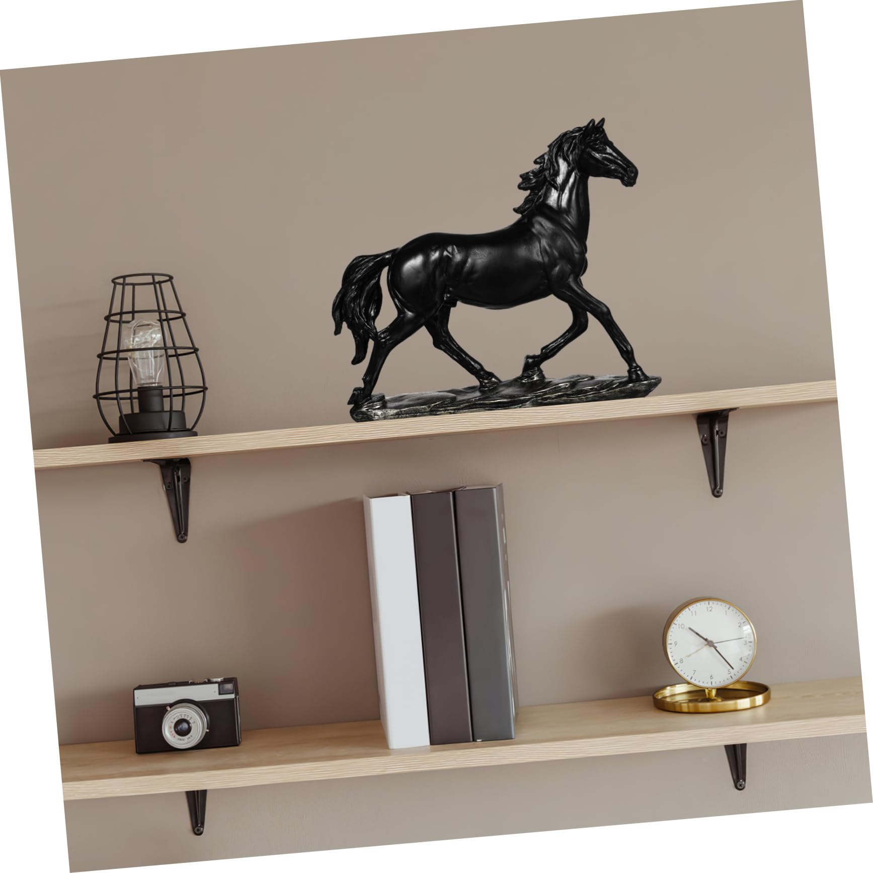 Figura Creativa de Caballo de Resina Negra para Adorno del Hogar y Negocio, Estable y Resistente al Desgaste, Adecuado para Oficina o Obsequio