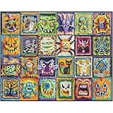 White Mountain 1000 Piece Jigsaw Puzzle Spooky Monster Collage Puzzles with Large Pieces Gift for Adults and Family 24'x30' - Halloween Crochet