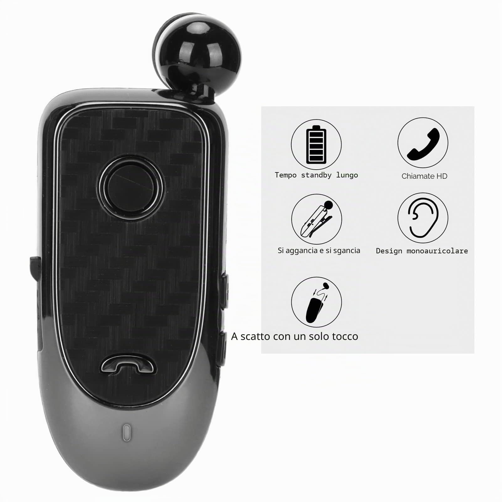 Bewinner Cuffie Bluetooth Cuffie Senza Fili con Archetto da Collo con Auricolari Retrattili, Clip per ID Chiamante con Vibrazione Multifunzione Auricolari Sportivi Senza Fili per Lo Sport