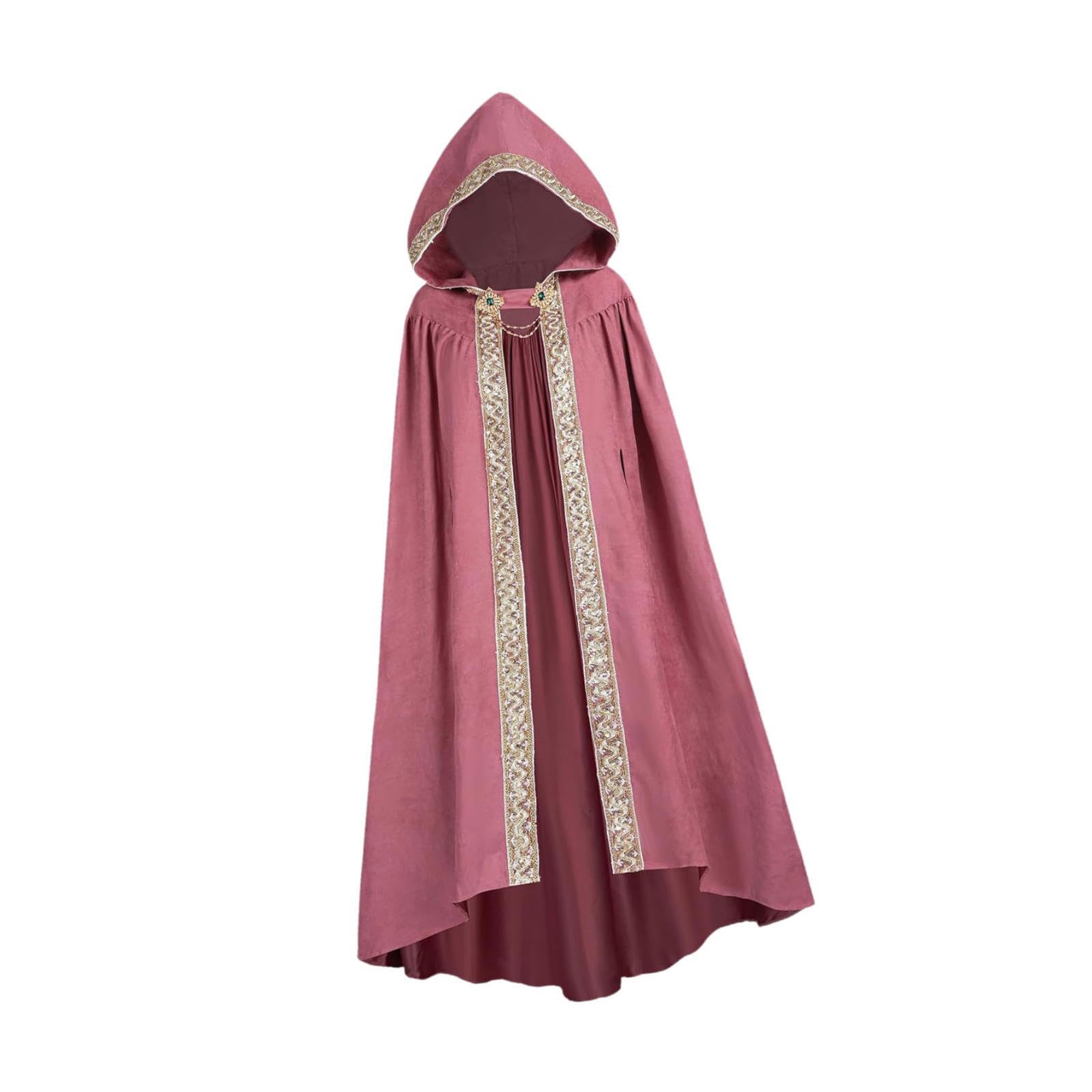 Hooded Cloak Dress up Medieval Cape for Easter Performance Pink-Clothing & Accessories-Women-Western Wear-Ponchos & Capes-image-19