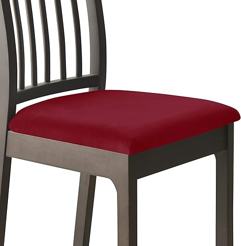 Deisy Dee Fundas de asiento de terciopelo para sillas de comedor, fundas para sillas de comedor (4, Burgandy)