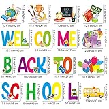 Fovths 17 Pieces Welcome Back to School Yard Sign Lawn Decor Waterproof Back to School Yard Signs with Stakes Giant Outdoor Welcome Party Sign for School Yard Sidewalk (Letter)