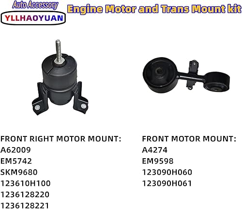 Miniatura 40 de Juego de 3 piezas de montaje de motor compatible con 2006 2007 2008 2009 Fo-rd Fusion 2.3L/3.0L Mercury Milan A5473 A5381 A5474