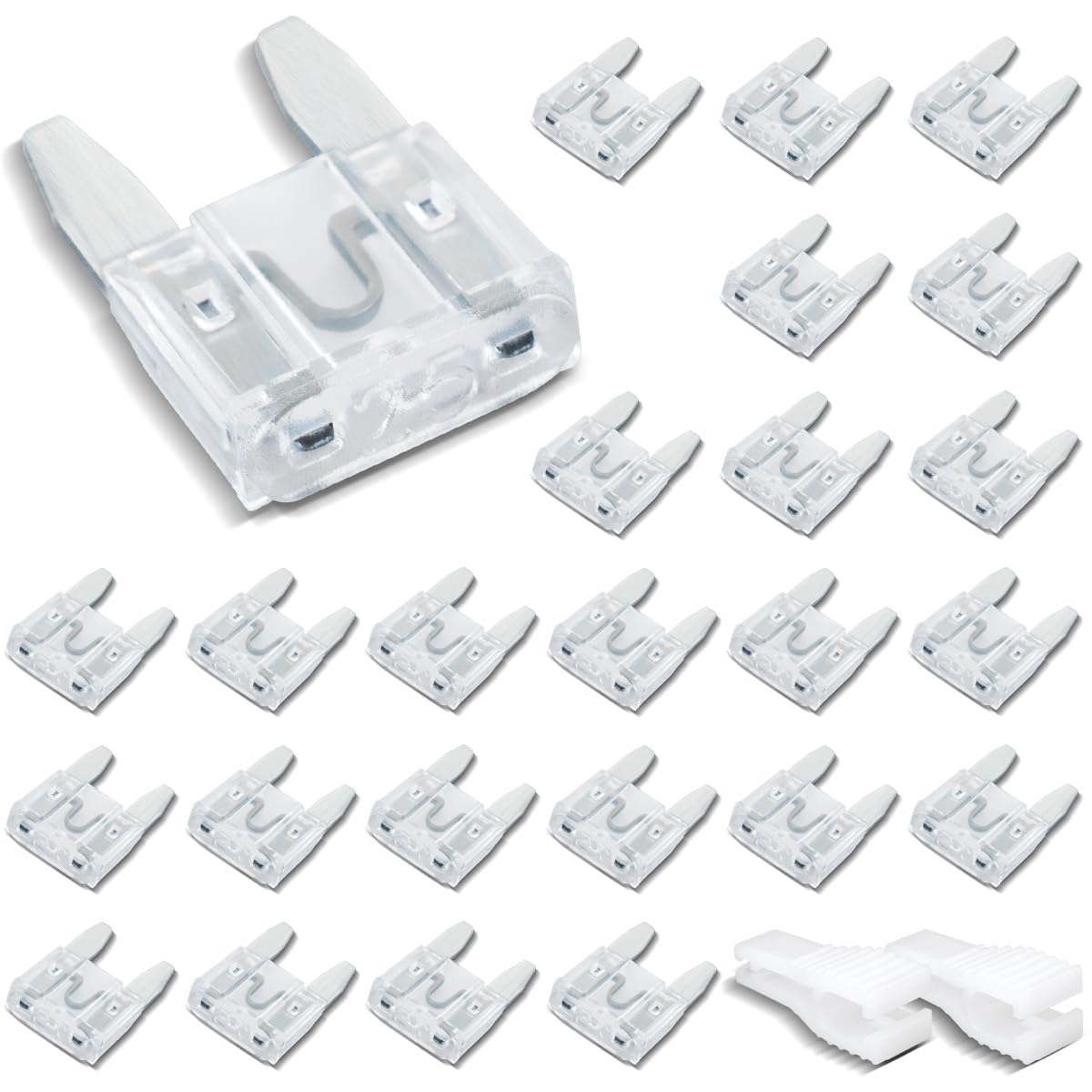 25 Piezas Fusible Mini, Fusible Plano 10A con 2 Clips de Plástico para Coche, Camión y Moto — view 21