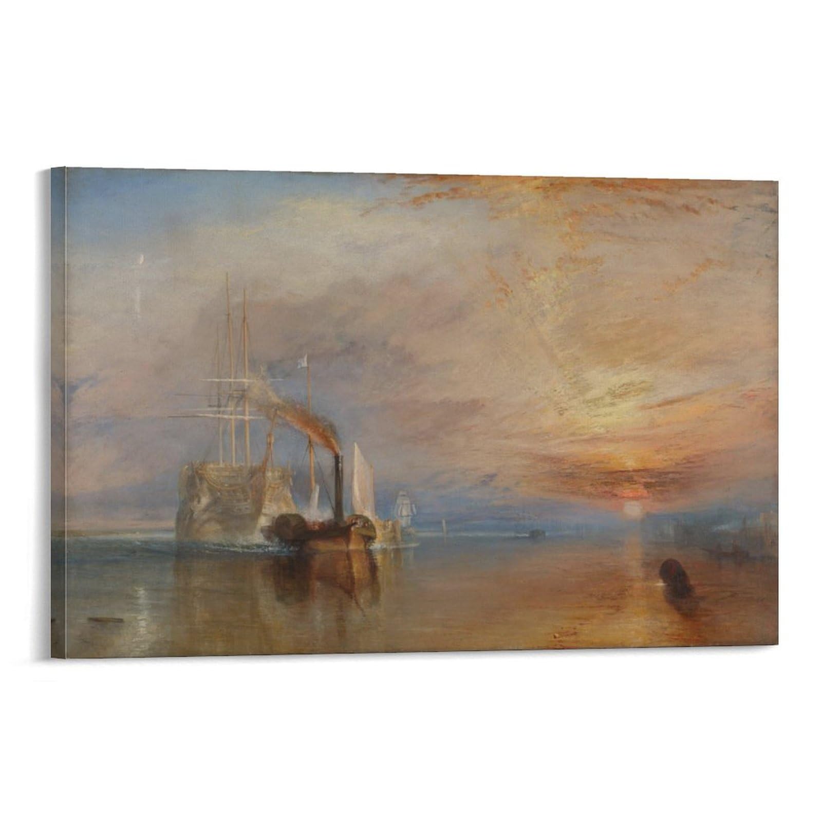 WAONZZAI Famous Painting Poster The Fighting Temeraire, 1839 Joseph Mallord William Turner Canvas Print Art Poster, Wall Art Home Decoration Painting; Frame; 12x18inch(30x45cm)