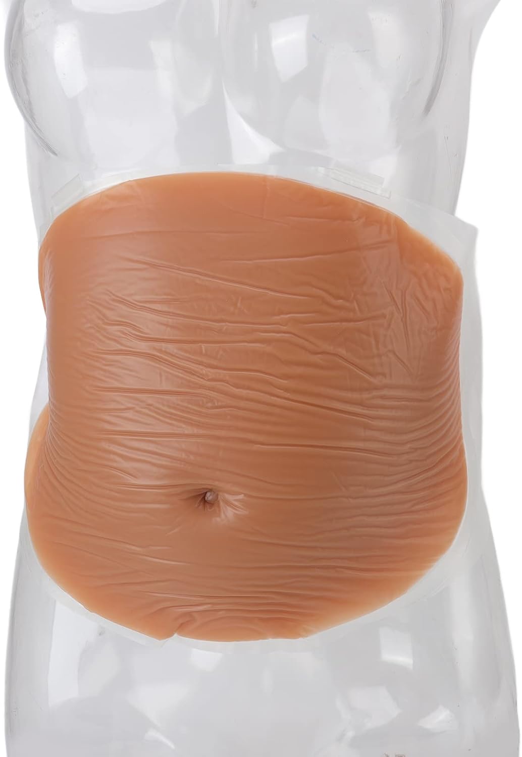 Fake Pregnancy Belly, Silicone Breathable Elastic Fake Belly Lifelike Skin Color Artificial Pregnancy Belly False Pregnant Tummy Props for Stage Performance/Photography Prop/Advertising(2-4 Months)