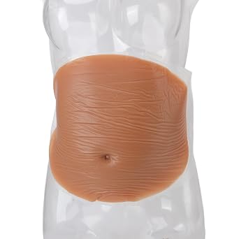 Fake Pregnancy Belly, Silicone Breathable False Belly with Straps, Elastic Artificial False Pregnant Tummy Props, Cosplay Belly for Halloween, Christmas Party, Stage Performance2-4m