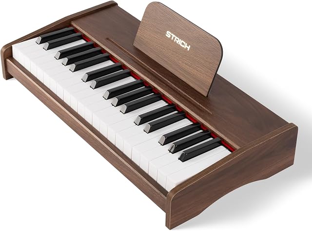 STRICH 37 Clés Enfants Piano Clavier, Piano numérique pour enfants, couleur de noyer, SEK-37