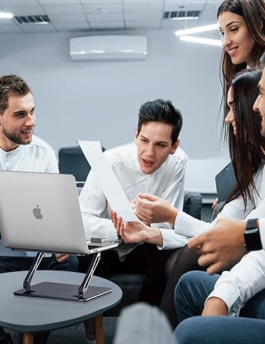 Miniatura 8 de ivoler Soporte ajustable para laptop con base giratoria de 360, soporte ergonómico para computadora de escritorio, elevador plegable y portátil,