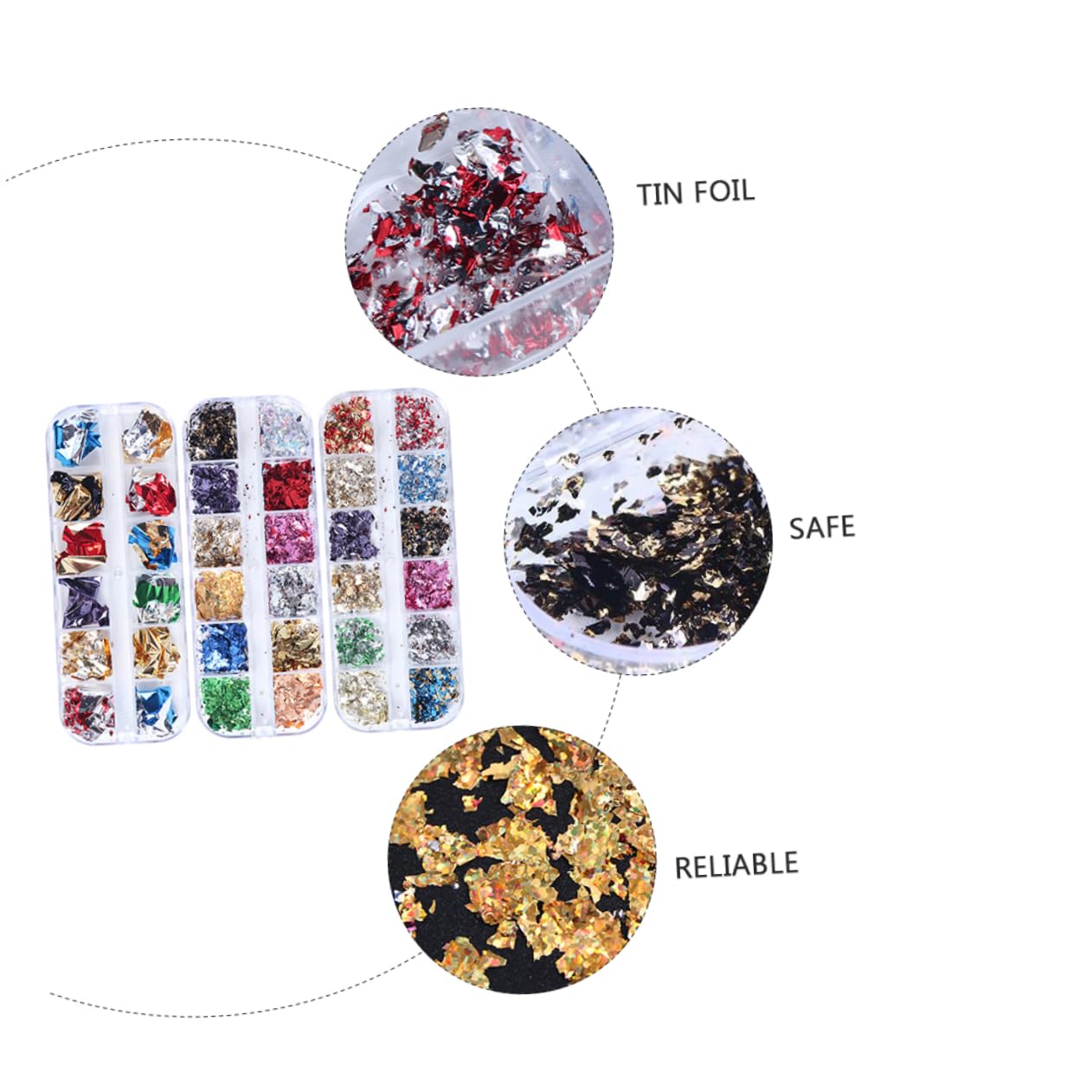 Healvian Kit Per Manicure Con 3 Set Di Decorazioni Per Unghie Con Glitter E Paillettes Facili Da Applicare Per Natale Ogni *3