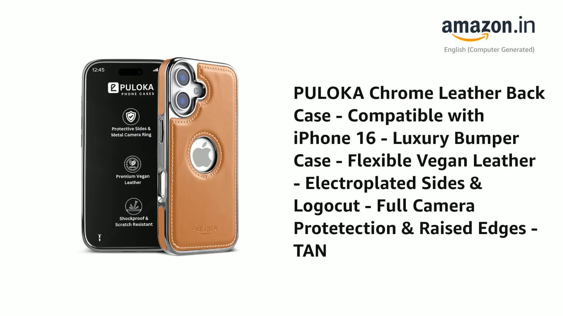 PULOKA Chrome Leather Back Case - Compatible with iPhone 16