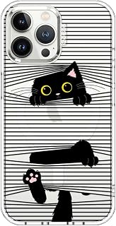 MOSNOVO Case for iPhone 13 Pro Max, [Compatible with Magsafe] [Buffertech 6.6ft Military-Grade Drop Protection] [Anti Peel Off Tech] Clear Phone Case Design - Hidden Black Cat
