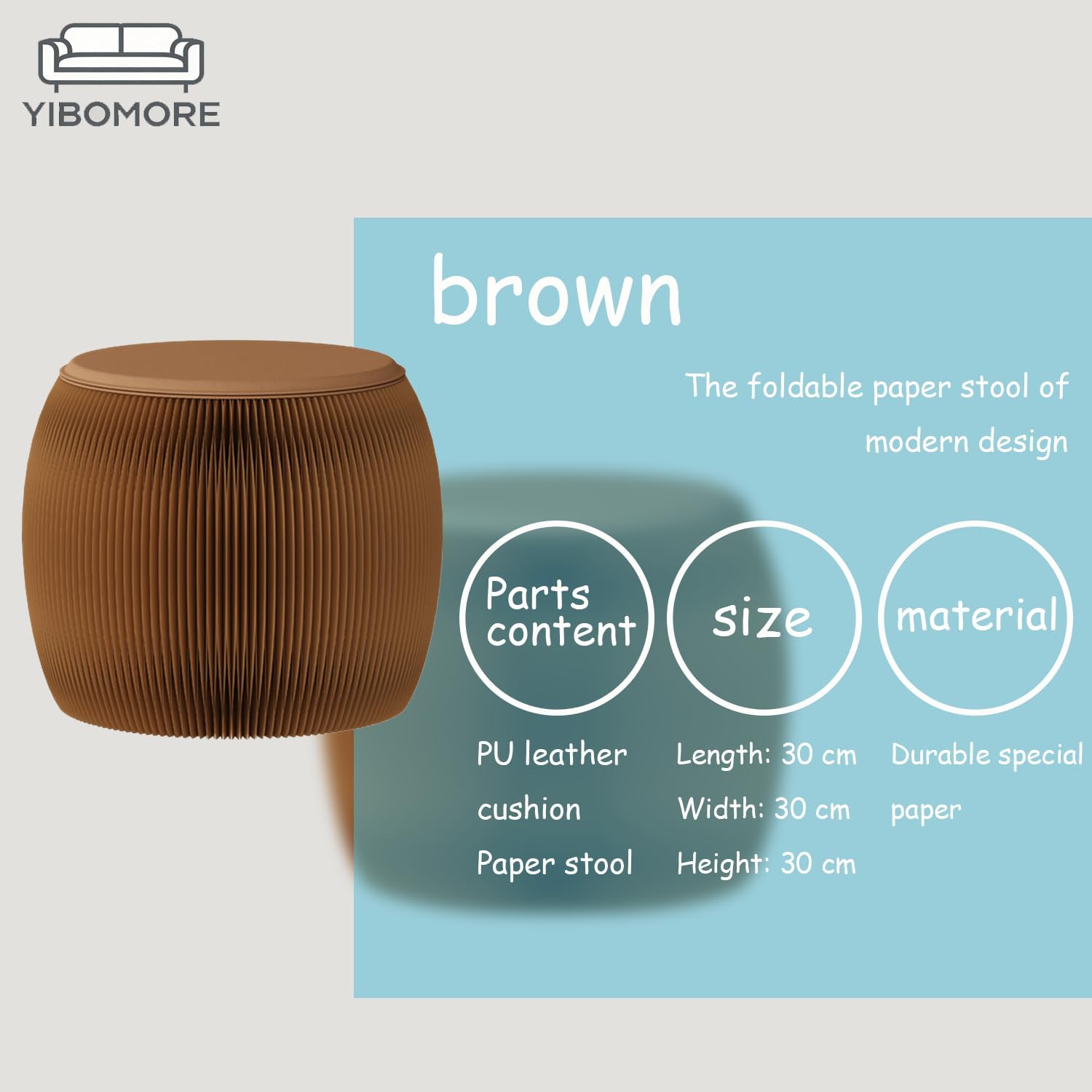Folding Stool, 660lb Load Capacity Foldable Paper Stool - 11.8 Inch Modern Minimalist Stool for Living Room, Eco-Friendly Kraft Paper Honeycomb Design, Folds Flat to 1.2 Inch (brown B, 11.8in)