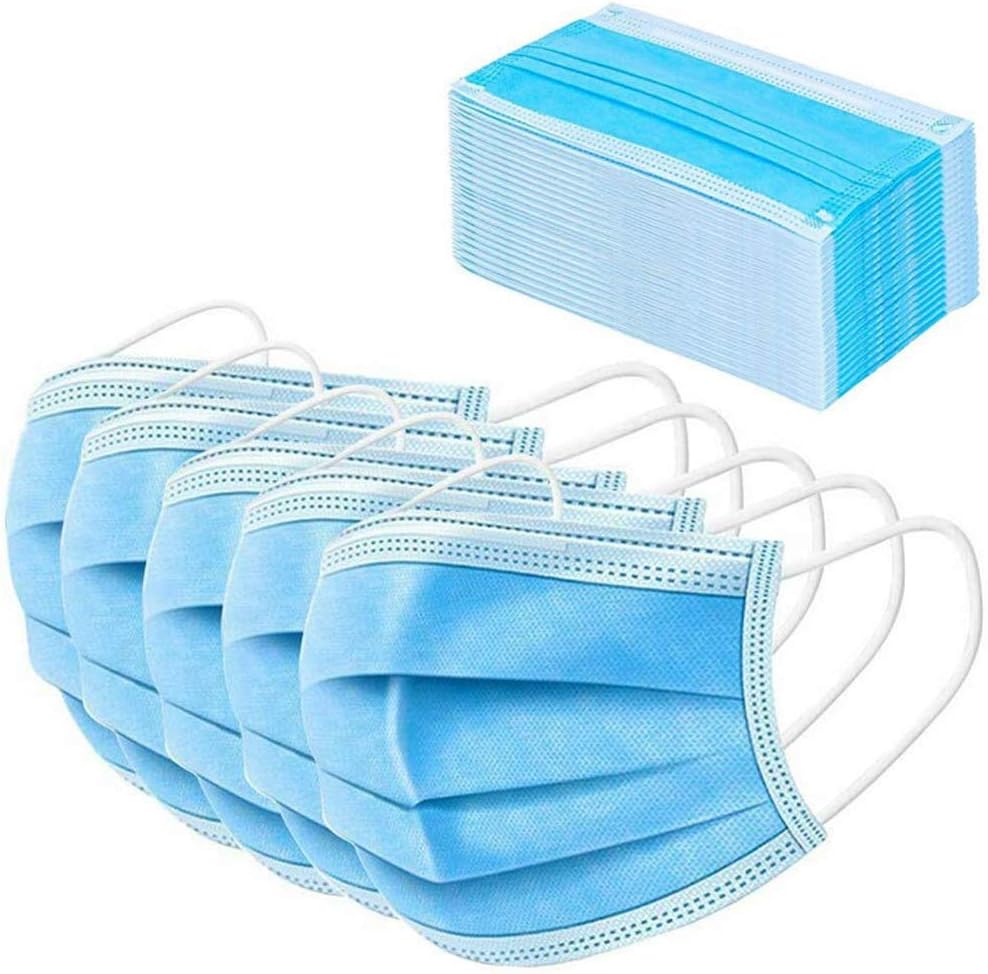 TongBao 50PCS - Disposable - Breathable 3 Layers - Dustproof - Adjustable Nose Bridge - Blue - Adults and Children
