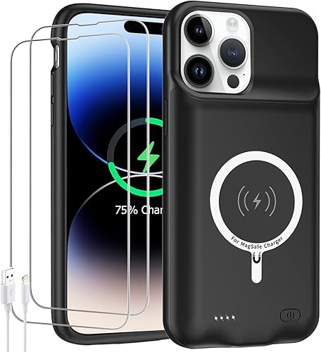 Funda de batería para iPhone 14 Pro, 10000mAh de alta capacidad, recargable, portátil, protectora, extendida, carga inalámbrica, compatible con