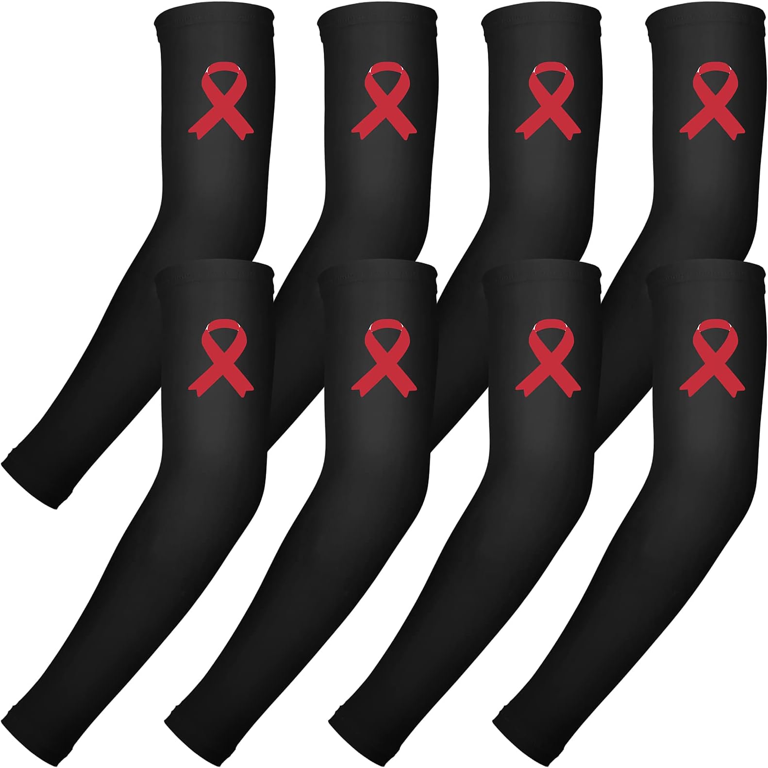 Gejoy4 Pairs Breast Cancer Awareness Sleeves Pink Ribbon Arm Sleeves Compression Arm Sleeve for Sports