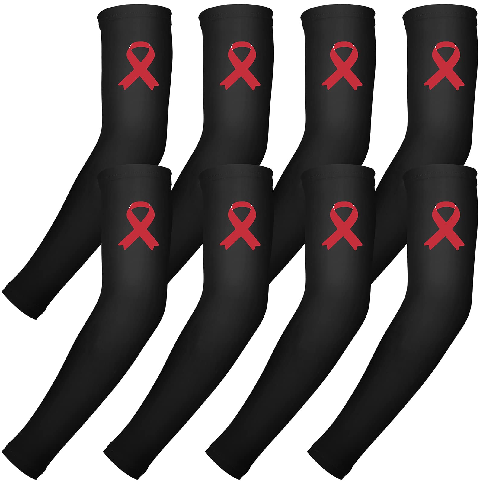 Gejoy4 Pairs Breast Cancer Awareness Sleeves Pink Ribbon Arm Sleeves Compression Arm Sleeve for Sports