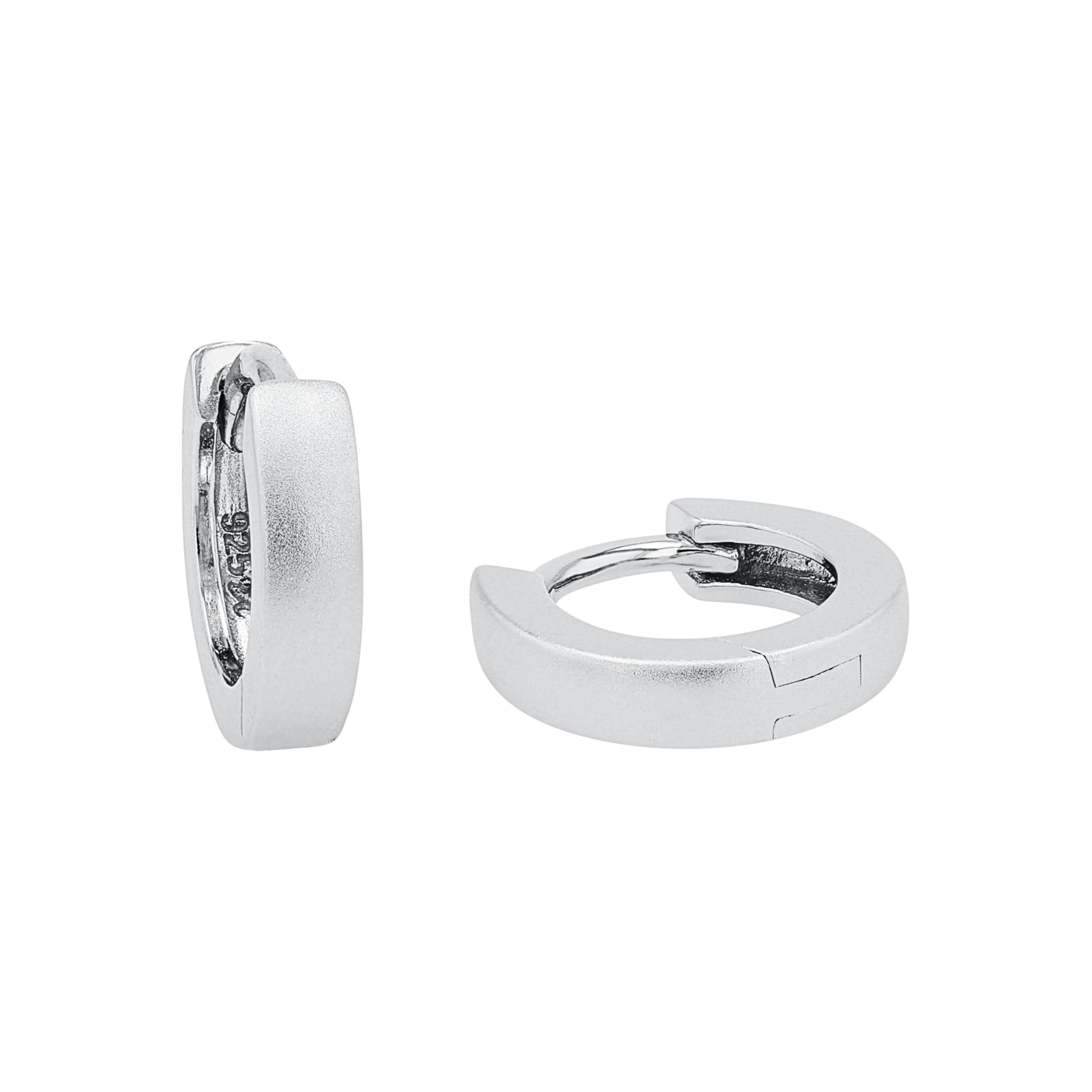 Amor Hoop Earrings 925 Sterling Silver Unisex Women Men Earrings, 1.2 cm, Silver, Comes in Jewelry Gift Box, 9059331