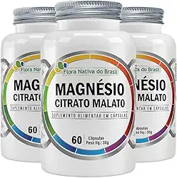 KIT 3X Magnésio Citrato Malato 60 Cápsulas - Flora Nativa