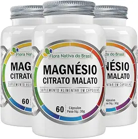 KIT 3X Magnésio Citrato Malato 60 Cápsulas - Flora Nativa