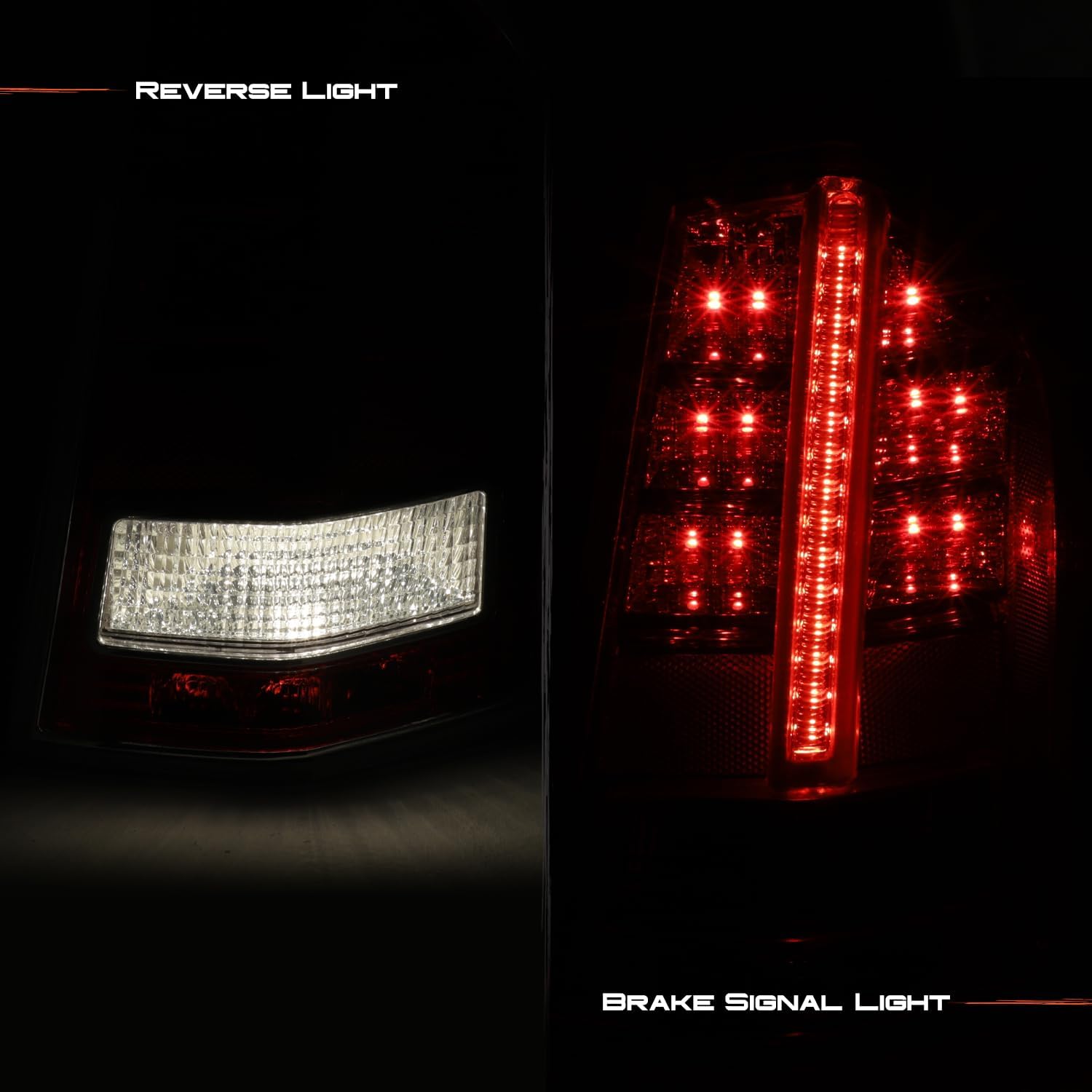 AKKON - Fits 2011-2013 Chrysler 300 Base Limited S Model LED Running Brake Signal Chrome Red Tail Light Passenger Right
