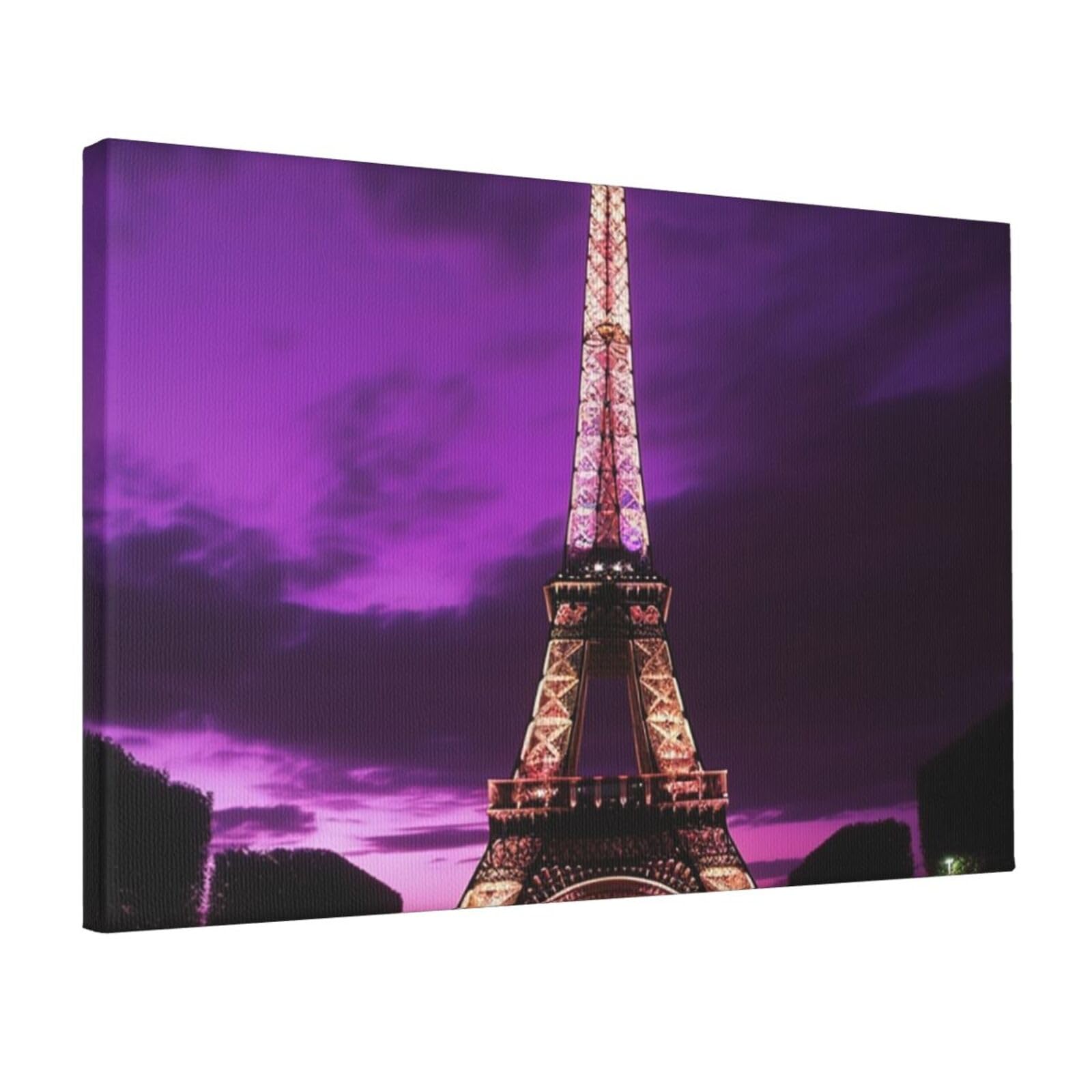 DWVTSLH Purple Eiffel Tower Poster Paintings Canvas Wall Art Bedroom Prints Home Decor Hanging Picture Modern Home Artworks Aesthetic for Living Room Office Wall Decor 12x18in Unframed