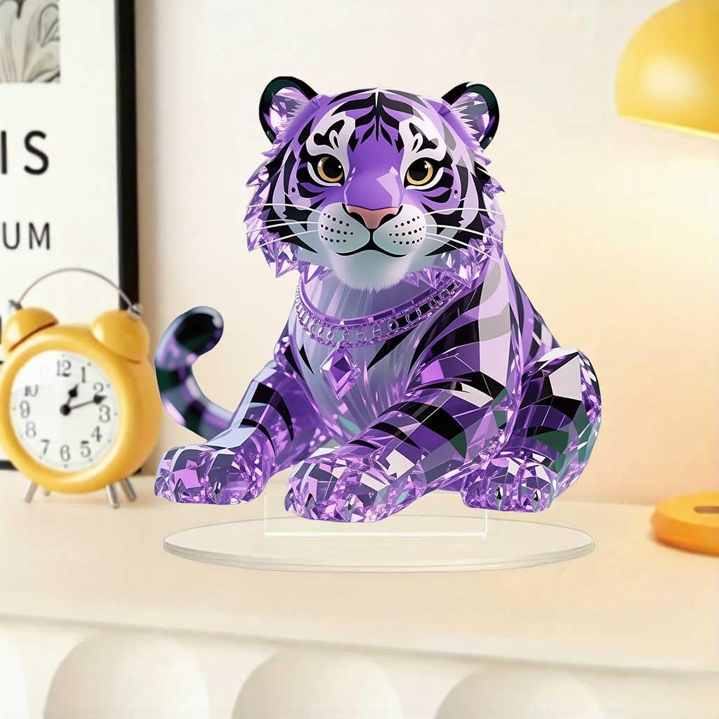 Purple Tiger Acrylic Desktop Decoration, Suitable for Home Décor in Living Room or Office. Idea Gift Choice: Halloween, Christmas, Birthday, Anniversary, Valentine's Day, Celebrations