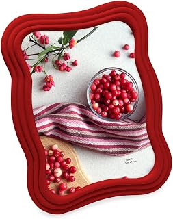 Isaac Jacobs 5x7 Matte Red Curved Deco Frame for Tabletop and Wall