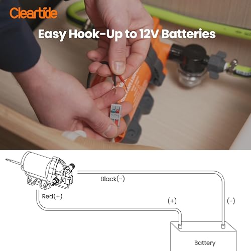 Miniatura 7 de Cleartide Bomba de agua de diafragma de CC, 12 V, 3.3 GPM, 50 PSI, autocebante de 10 pies, autodiagnóstico y protección de funcionamiento en seco,