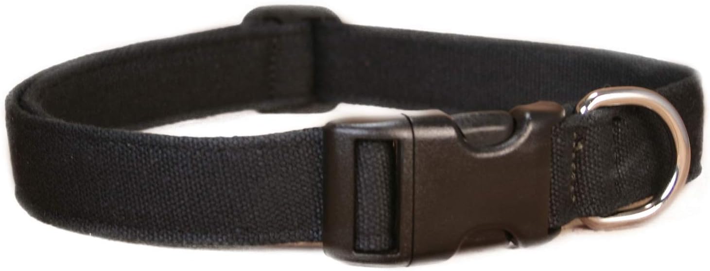 Hemp Canvas Dog Collars - No Pattern (1" Large, Black)