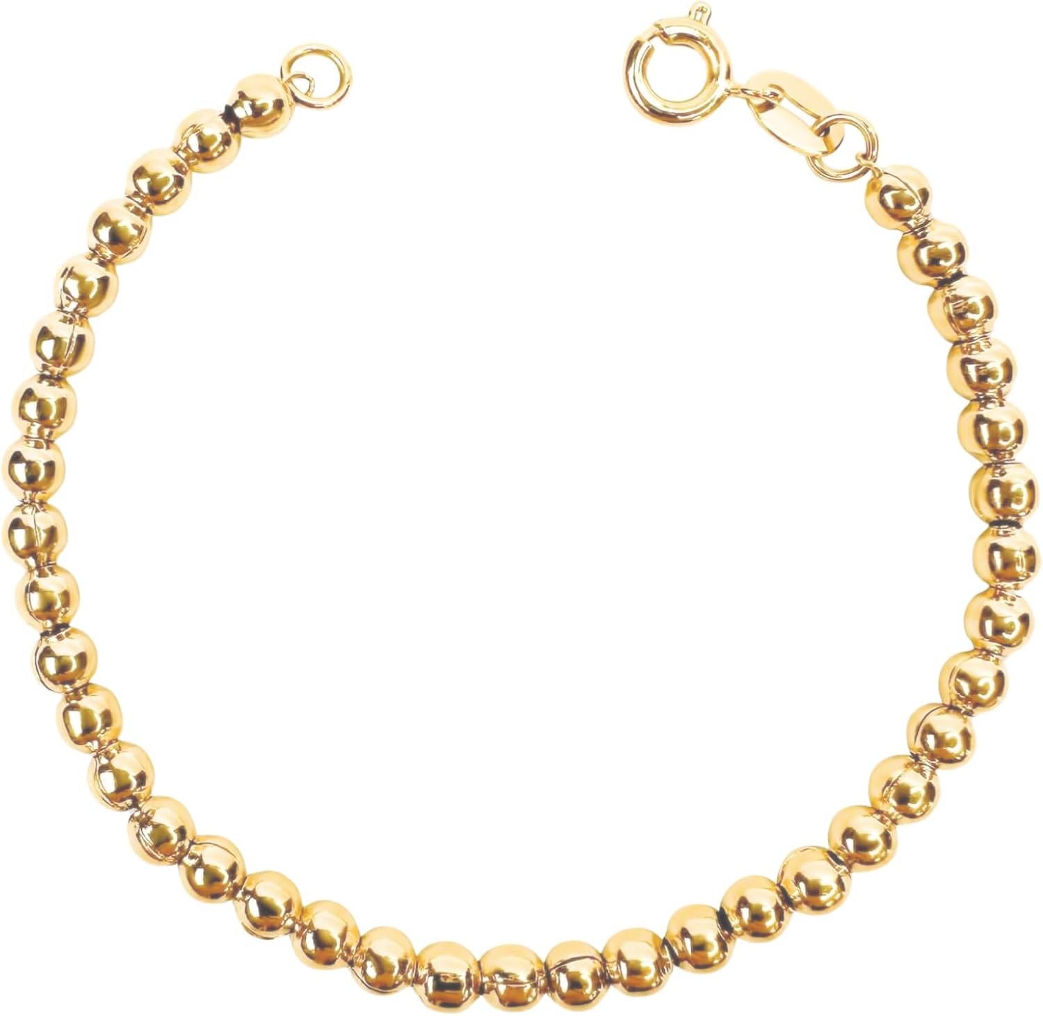 18k Gold Filled 3.5mm Beaded Clasp Bracelet 7 inches - Waterproof and Tarnish proof